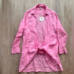PQ! Super cute linen swimsuit coverup (XS) (NEW) (PINK)